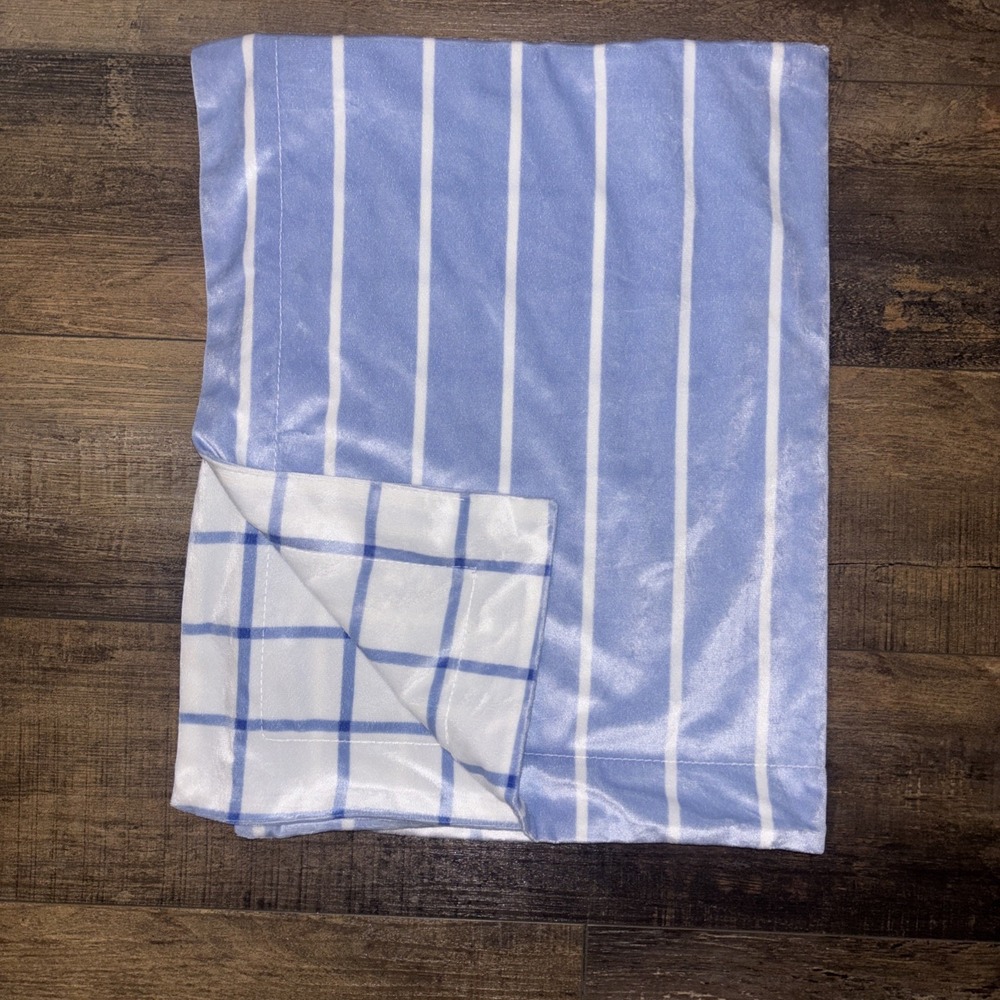 Lila & Jack Baby Blanket Blue White Window Pane Check Stripes 30"x40"